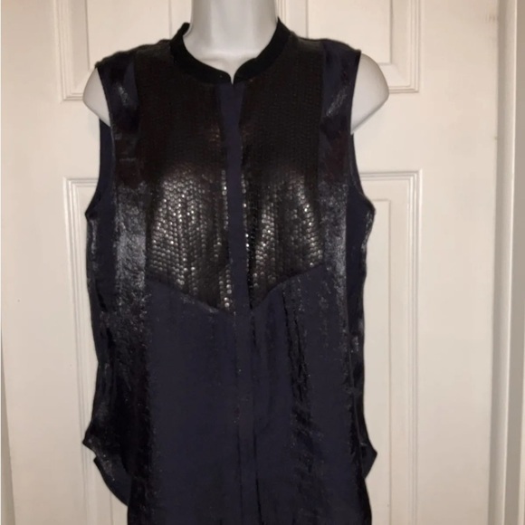 Calvin Klein Women’s Sleeveless Shimmer Button Down Top Size S - Picture 8 of 8
